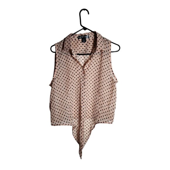 Planet Gold Polka Dot Sleeveless Button-Down Blouse - Picture 1 of 3